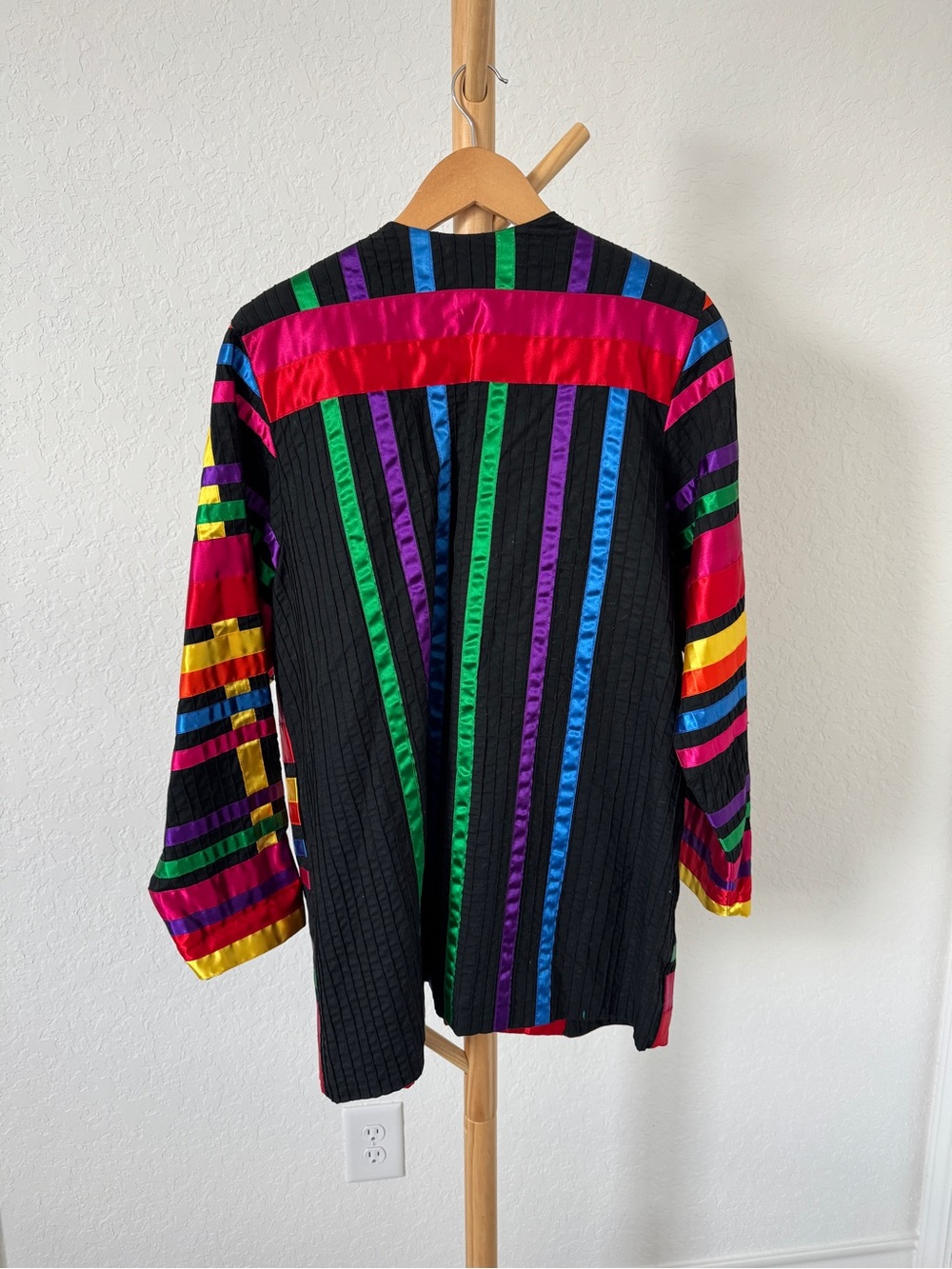 Colorful Striped Satin Button-Down Top - Multicolor - Picture 5 of 5